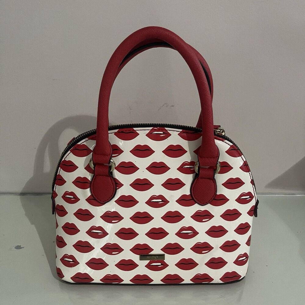 Aldo Lips Handbag Satchel Kiss Small Purse 10”x6.5” - Picture 2 of 4